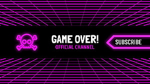 Neon Pink Game Over Skull Banner With Retro Grid Background HD wallpaper
