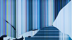 Abstract Glitch Art Staircase With Vertical Color Bars And Digital Distortion HD wallpaper