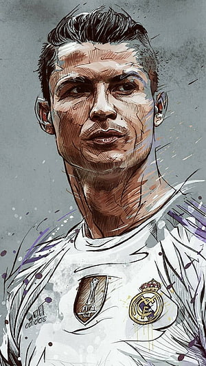 Cristiano Ronaldo Real Madrid Illustrated Portrait HD phone wallpaper