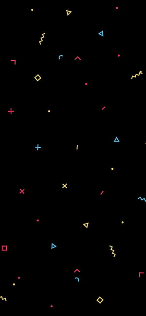 Retro 80s Geometric Shapes Pattern on Black Background HD phone wallpaper