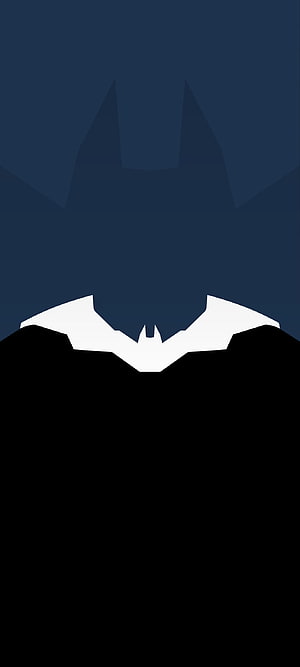 Minimalist Batman Logo Wallpaper with Dark Blue Background and White Silhouette, The Batman (Dark) [] in 2020. Batman dark, Background , Batman, Black 1080 X 2400 HD phone wallpaper