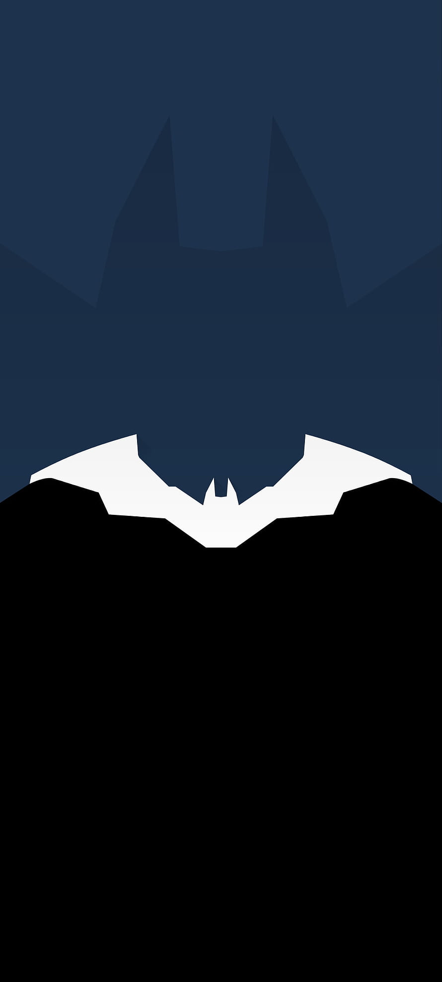 Minimalist Batman Logo Wallpaper with Dark Blue Background and White Silhouette, The Batman (Dark) [] in 2020. Batman dark, Background , Batman, Black 1080 X 2400 HD phone wallpaper