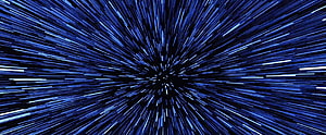 Star Wars Hyperspace Jump with Blue Streaking Light Trails Against Deep Black Space HD wallpaper