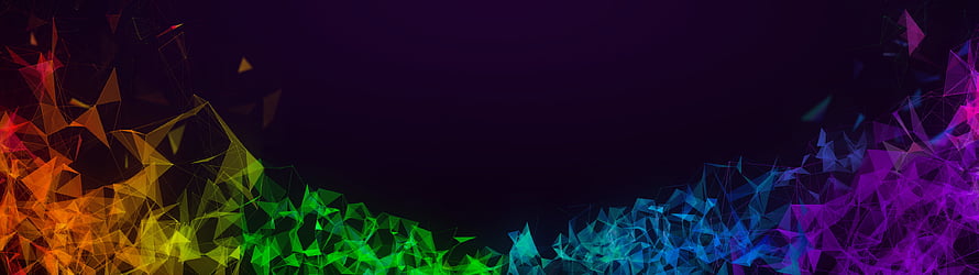 Abstract Geometric Polygon Mesh With Rainbow Gradient Colors On Dark Background HD wallpaper