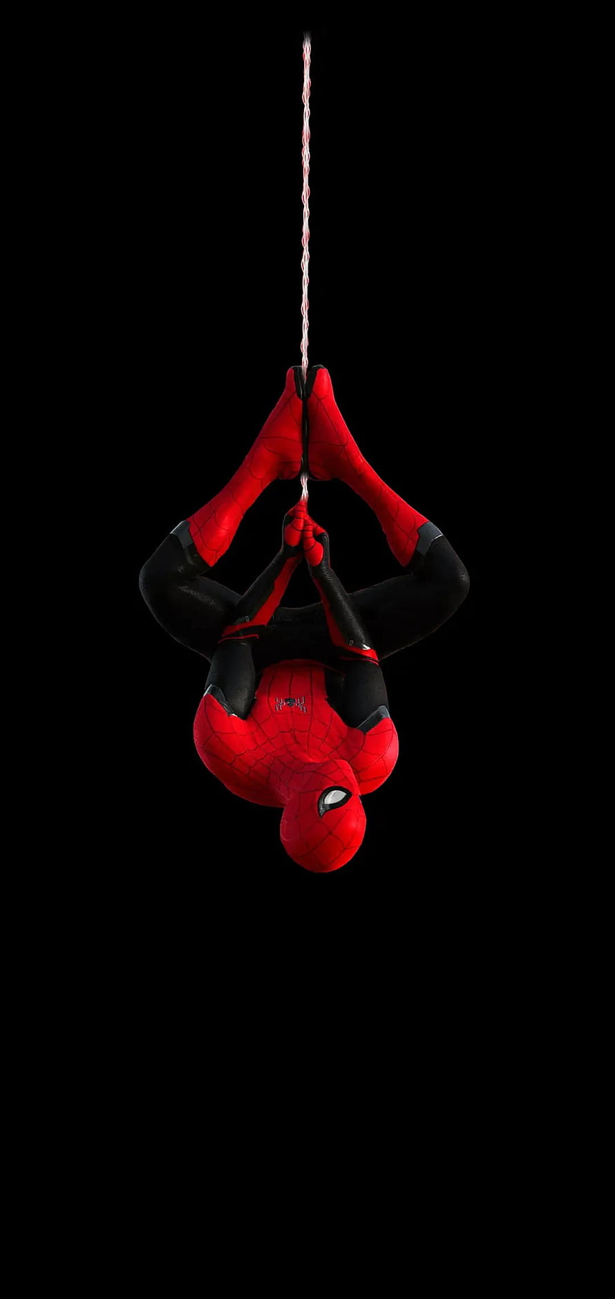 Spider-Man Hanging Upside Down From Web Against Black Background, Spiderman , Spiderman Upside Down HD phone wallpaper