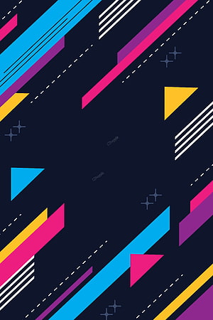 Memphis Style Abstract Geometric Pattern with Neon Shapes and Dark Background HD phone wallpaper
