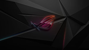 Asus ROG Strix Gaming Logo Neon Abstract Dark Geometric Background HD wallpaper