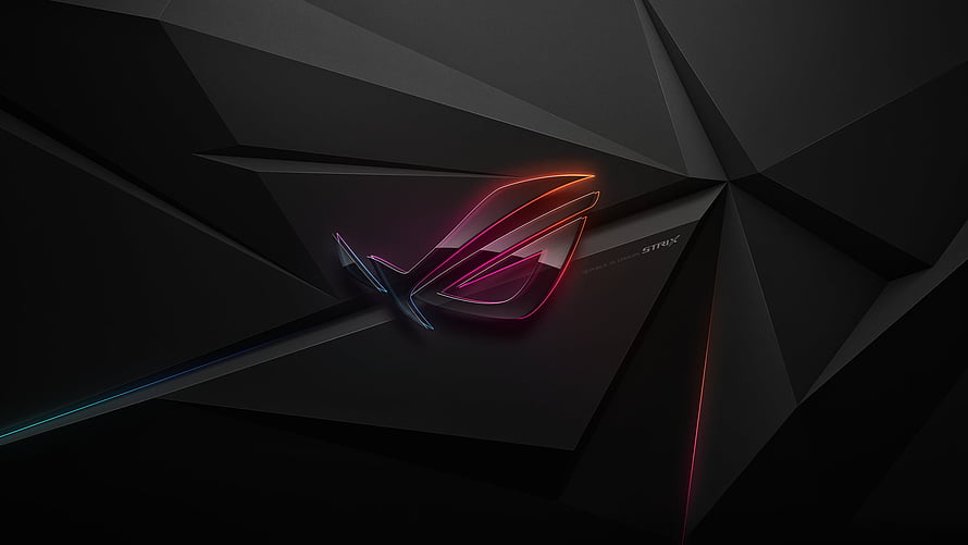 Asus ROG Strix Gaming Logo Neon Abstract Dark Geometric Background HD wallpaper