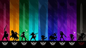 The Legend of Zelda Timeline Silhouettes Rainbow Wallpaper HD wallpaper