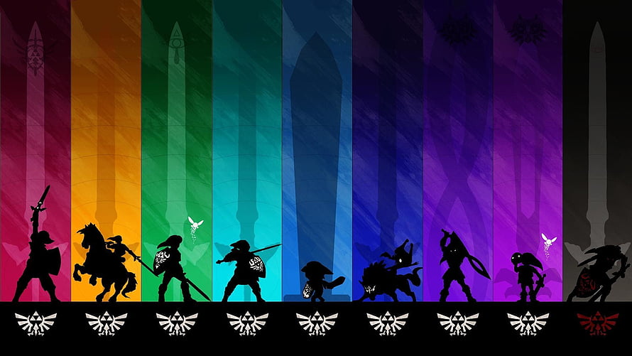 The Legend of Zelda Timeline Silhouettes Rainbow Wallpaper HD wallpaper