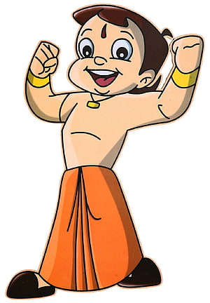 Chota Bheem Cartoon Character Illustration with Raised Fists and Orange Dhoti HD phone wallpaper