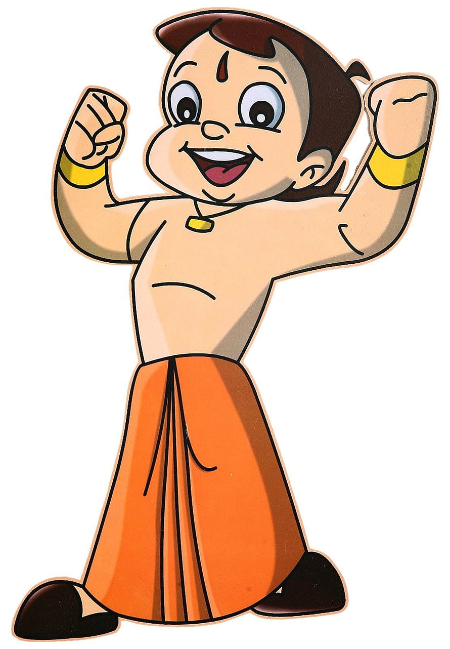 Chota Bheem Cartoon Character Illustration with Raised Fists and Orange Dhoti HD phone wallpaper
