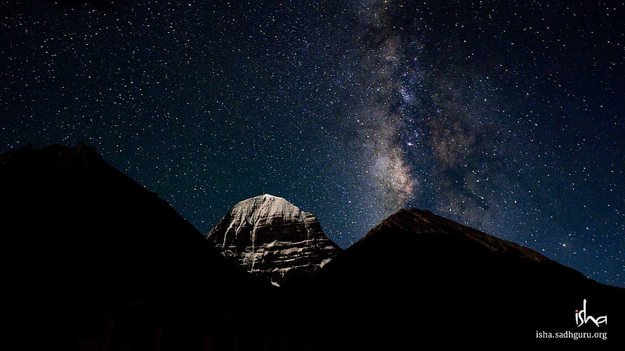 Mount Kailash Silhouette Under the Milky Way Night Sky HD wallpaper