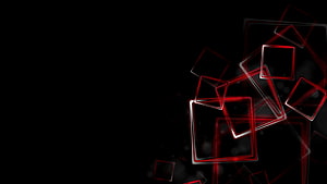 Abstract Red and Black Geometric Squares with Glossy Motion Design on Dark Background HD wallpaper