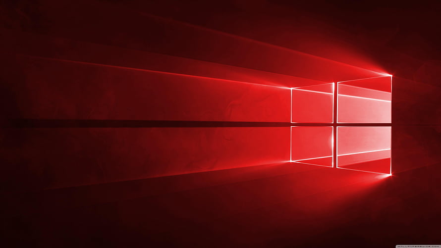 Red Windows 10 Logo with Neon Glow on Dark Textured Background HD wallpaper