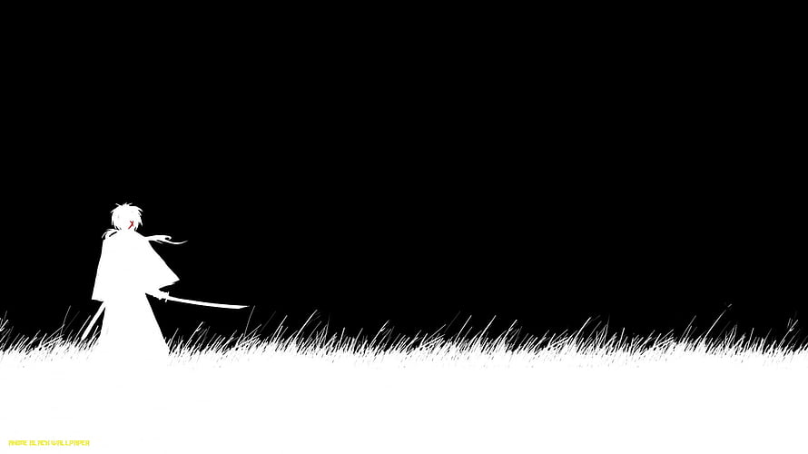 Samurai X Anime Character Silhouette Standing in Grass Field with Sword HD wallpaper