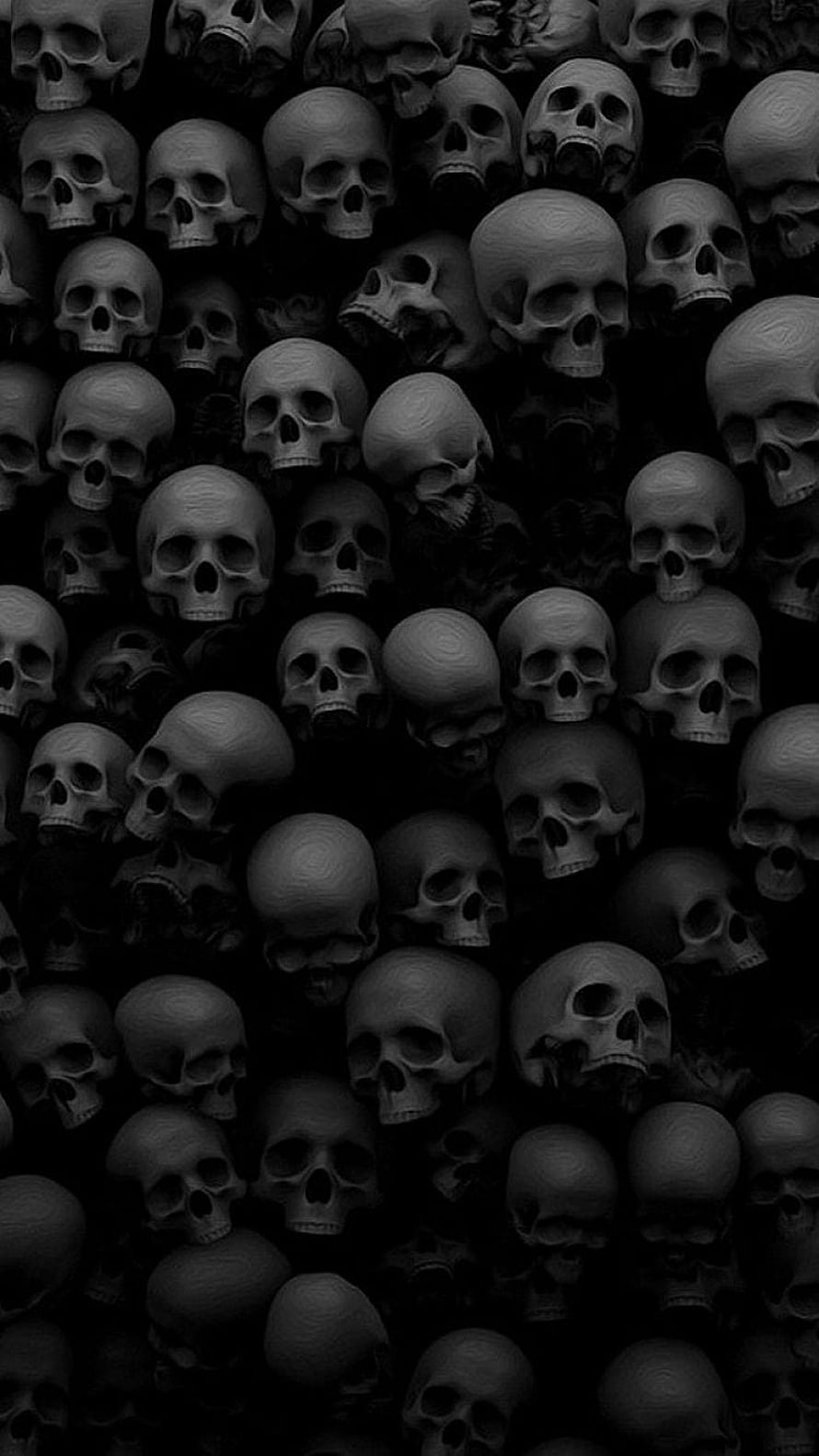 Dense Pattern of Human Skulls in Dark Monochrome Tones, Dark Skull (), Black Skull HD phone wallpaper