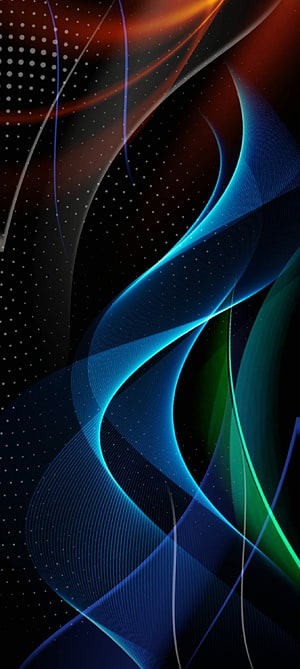Vibrant Abstract Flowing Ribbons on Dark Background with Neon Blue and Green Accents HD phone wallpaper