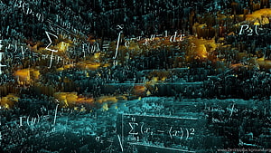 Abstract 3D Mathematical Equations Over Glowing Digital Terrain HD wallpaper