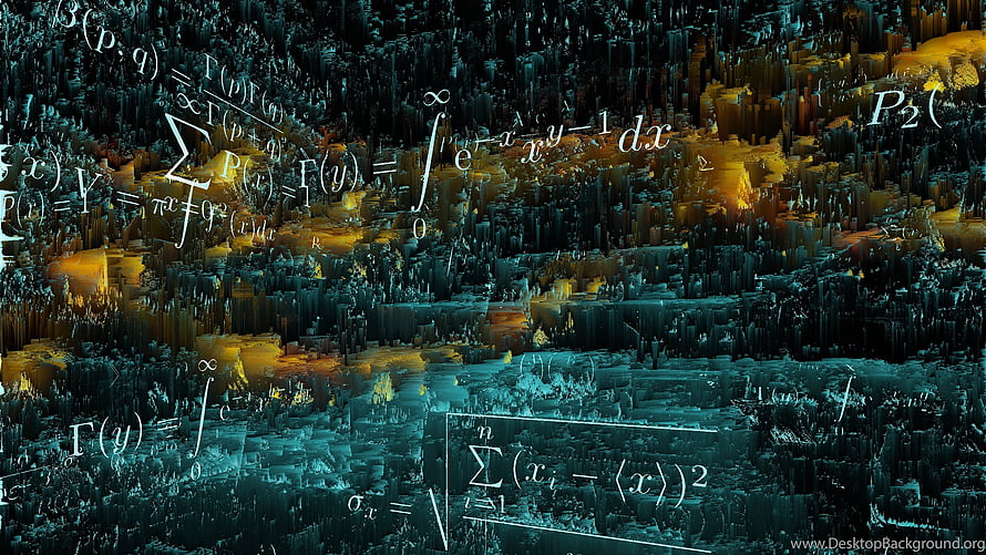 Abstract 3D Mathematical Equations Over Glowing Digital Terrain HD wallpaper