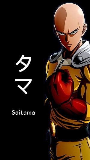 Saitama from One Punch Man in yellow suit and red gloves with serious expression on black background, Saitama One punch man manga One punch man Saitama [] for your , Mobile & Tablet. Explore Cool Saitama . One Punch Man Saitama , Cool HD phone wallpaper