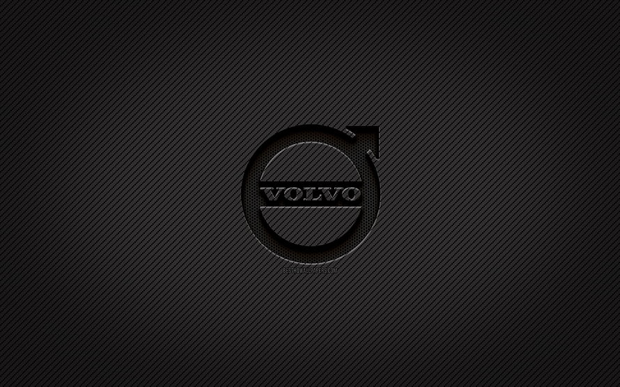 Volvo Carbon Fiber Logo on Dark Textured Background HD wallpaper