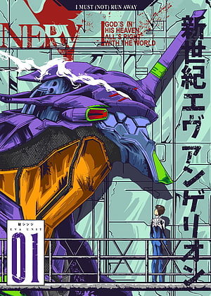Neon Genesis Evangelion Unit 01 and Shinji Ikari Anime Poster Art HD phone wallpaper