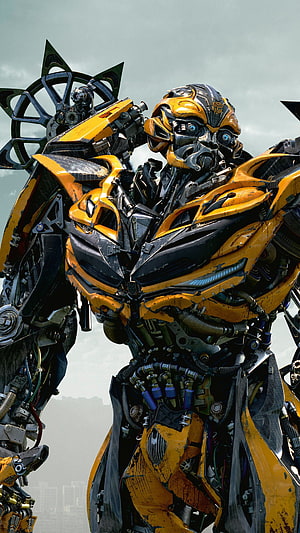 Bumblebee from Transformers The Last Knight in detailed yellow and black armor HD phone wallpaper