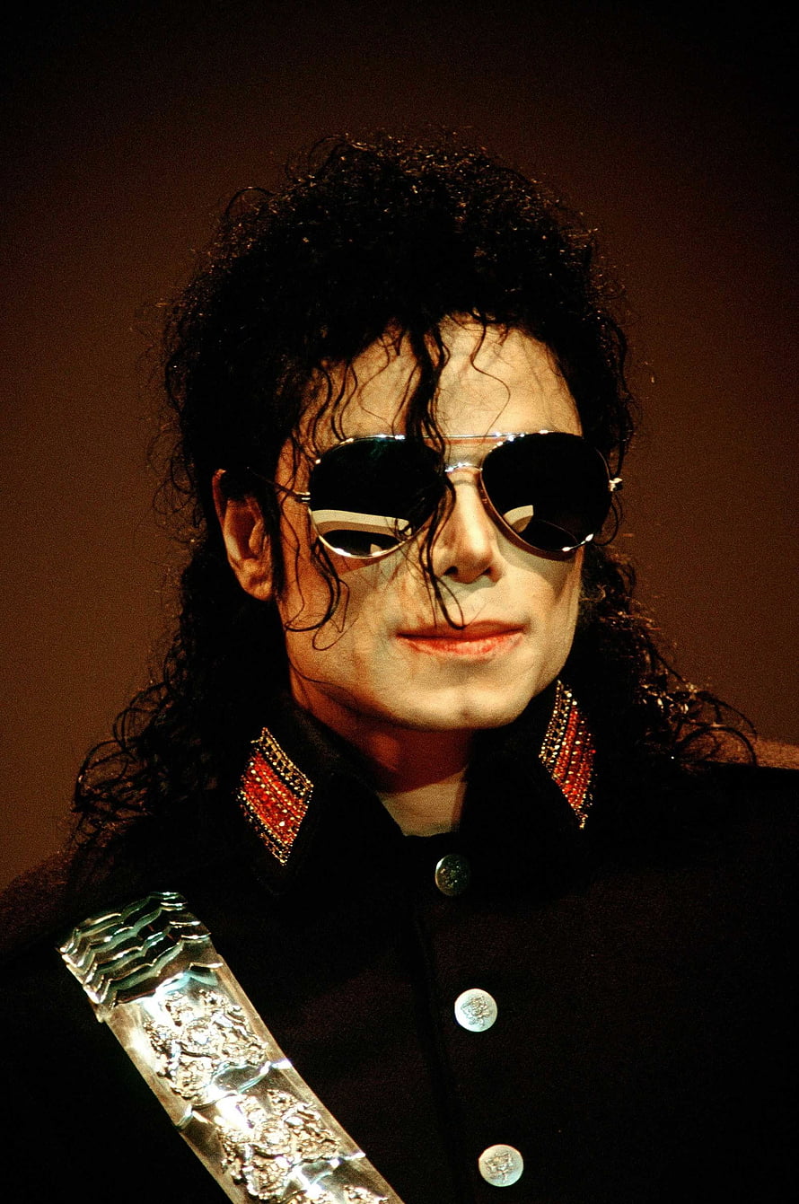 Michael Jackson in Black Military Jacket with Aviator Sunglasses and Ornate Silver Sash HD phone wallpaper