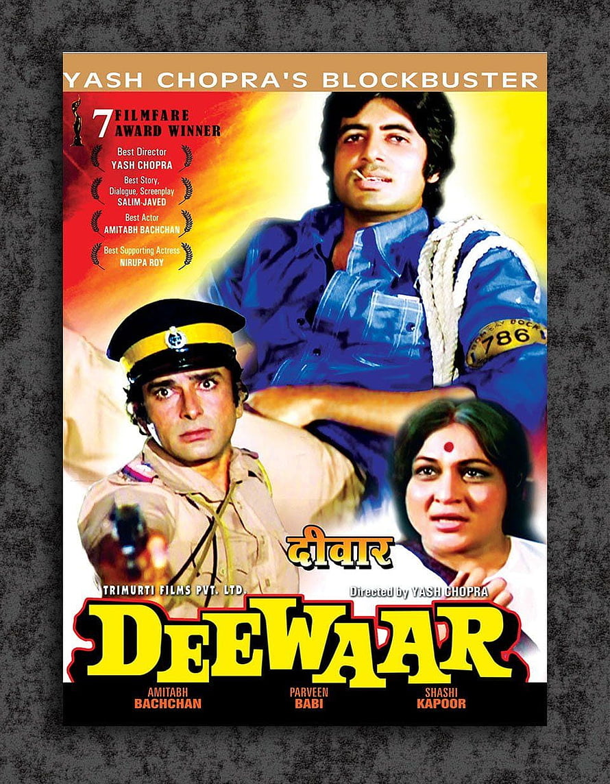 Deewar Classic Bollywood Movie Poster Featuring Amitabh Bachchan and Yash Chopra HD phone wallpaper