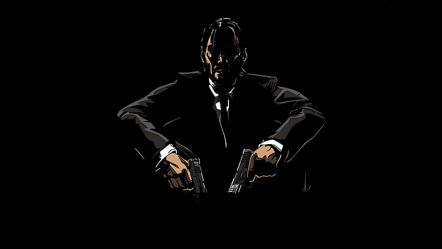 John Wick Dual Wielding Pistols in Black Suit Illustration HD wallpaper