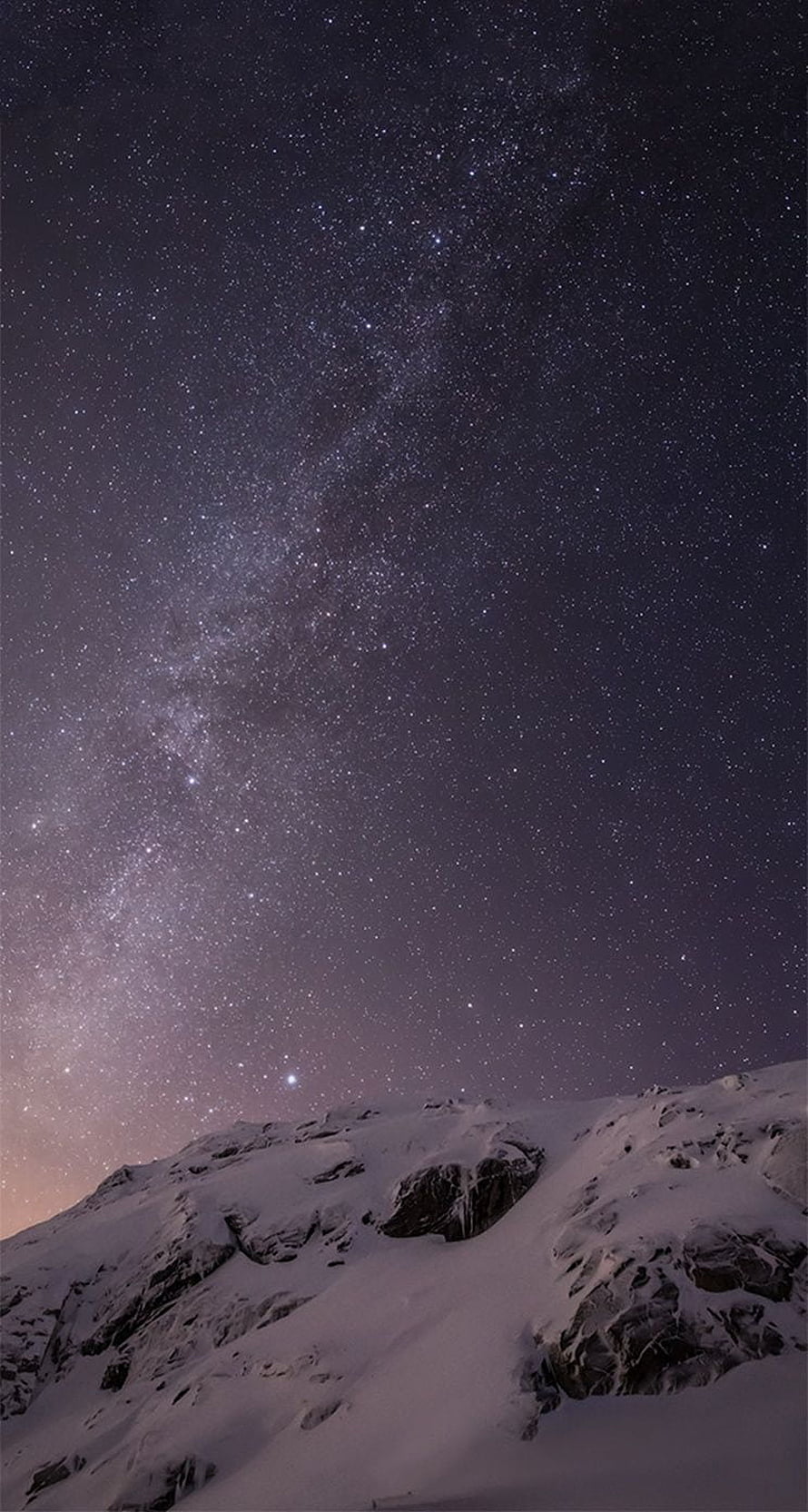 Stunning Milky Way Galaxy Over Snowy Mountain Ridge at Night HD phone wallpaper