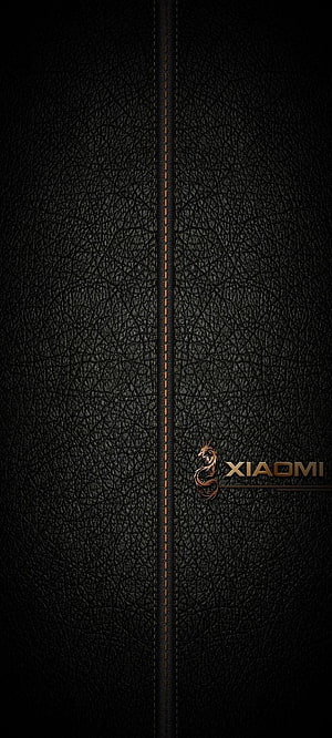 Black Leather Texture With Gold Stitching And Xiaomi Logo Wallpaper HD phone wallpaper