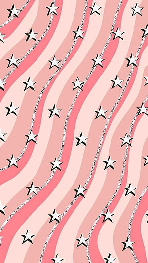 Pink Preppy Aesthetic Wallpaper With Wavy Stripes And Star Pattern HD phone wallpaper