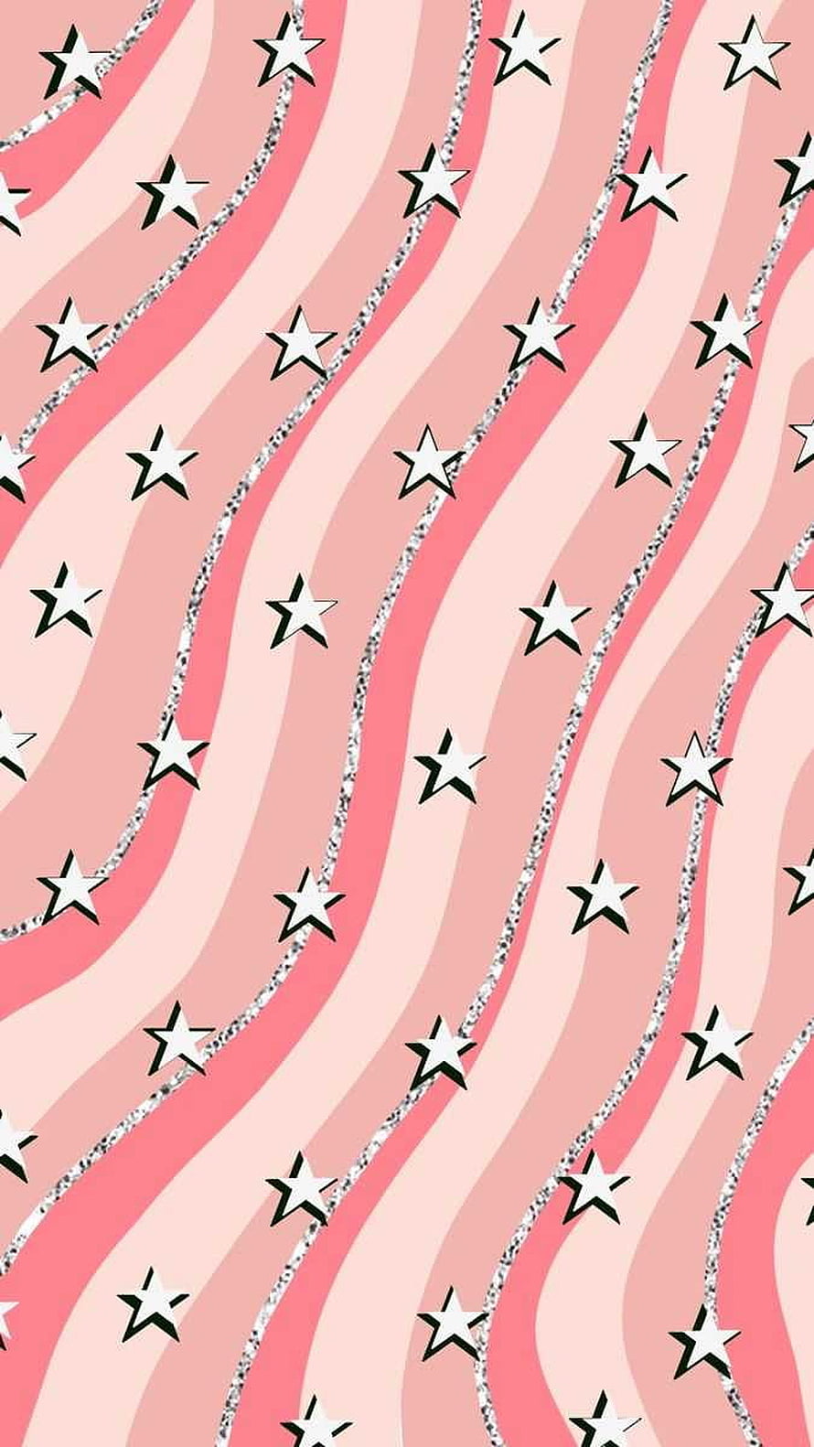 Pink Preppy Aesthetic Wallpaper With Wavy Stripes And Star Pattern HD phone wallpaper