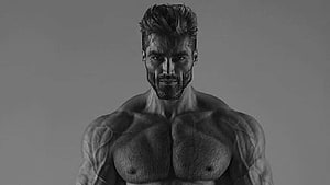 Black and White Portrait of a Muscular Bearded Man with Intense Gaze, Giga Chad ideas. chad, memes, muscle men HD wallpaper