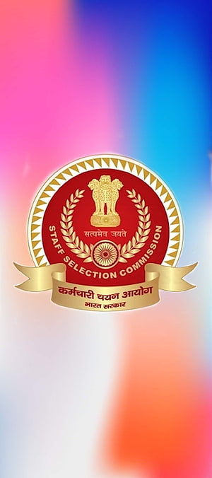 Staff Selection Commission Official Emblem on Vibrant Gradient Background HD phone wallpaper