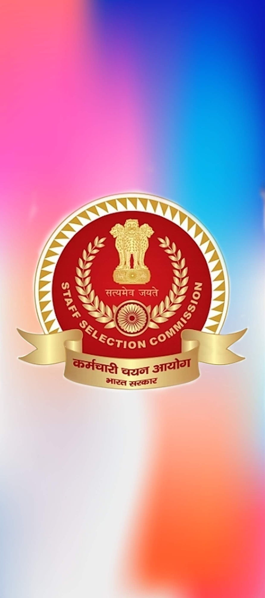 Staff Selection Commission Official Emblem on Vibrant Gradient Background HD phone wallpaper