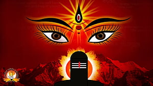 Lord Shiva and Maa Adishakti Divine Eyes with Lingam and Trishul Symbol HD wallpaper