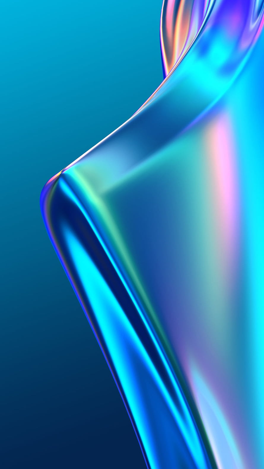 Iridescent Liquid Metal Abstract 3D Render with Cyan and Pink Holographic Gradients HD phone wallpaper