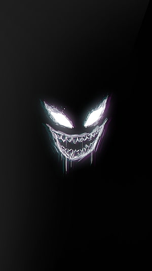 Creepy Glowing Face in Darkness with Sharp Teeth and Menacing Eyes HD phone wallpaper
