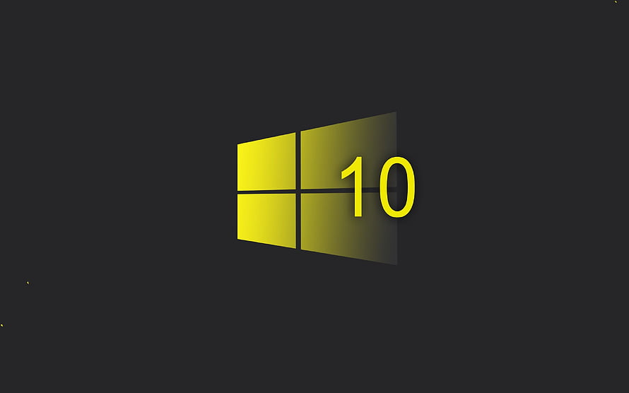 Windows 10 Yellow Logo on Dark Gray Minimalist Background HD wallpaper