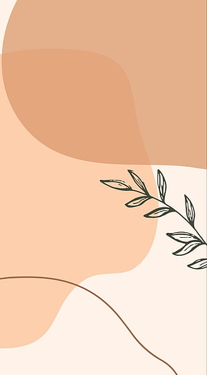 Minimalist Abstract Wallpaper with Botanical Line Art and Warm Earth Tones HD phone wallpaper
