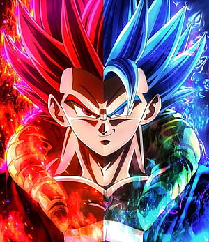 Gogeta SSJ4 and Blue Split Face Anime Wallpaper HD phone wallpaper