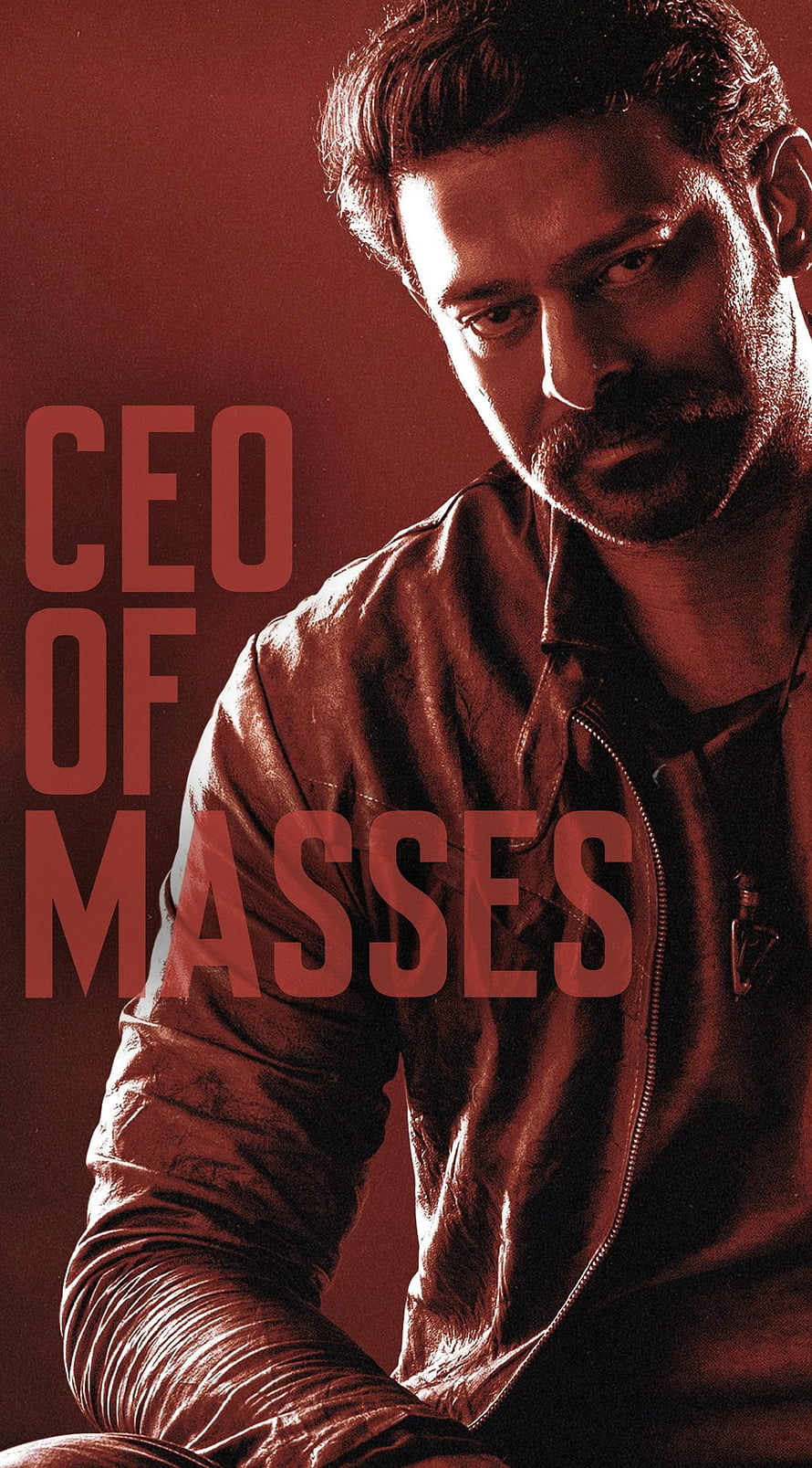 Hrithik Roshan as the CEO of Masses in a dramatic red-toned promotional portrait wearing a leather jacket HD phone wallpaper