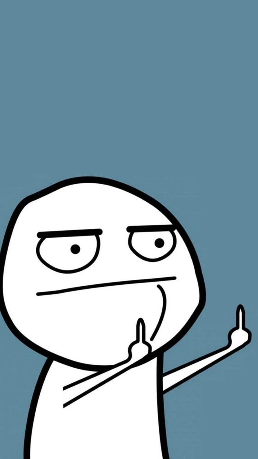 Rage Comic Guy Middle Finger Gesture Blue Background HD phone wallpaper
