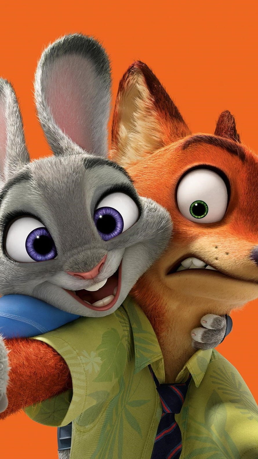Judy Hopps and Nick Wilde in a Playful Embrace from Zootopia HD phone wallpaper