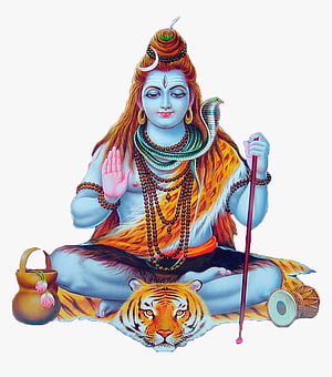 Lord Shiva Sitting on Tiger Skin with Trishul and Damru HD phone wallpaper