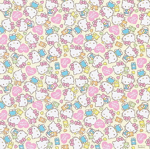 Hello Kitty Kawaii Pattern Wallpaper with Teddy Bears and Hearts HD wallpaper