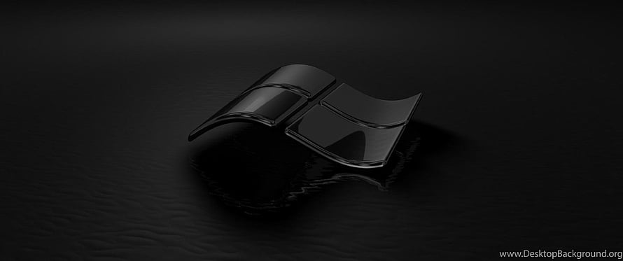Glossy Black Windows 7 Logo on Dark Surface HD wallpaper